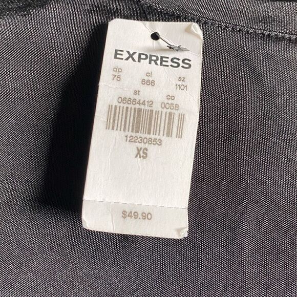 Express Black Scrunched Tie Sleeves Top NEW Size XS - Picture 6 of 7